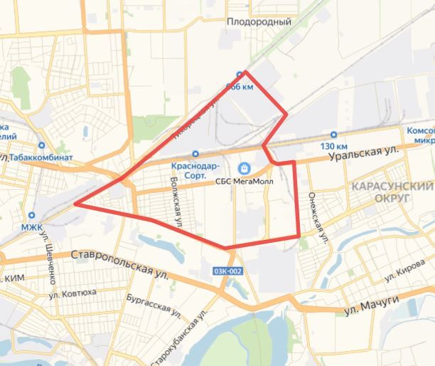 РМЗ на карте Краснодара