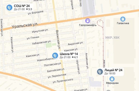 Расположение школ в районе РМЗ в Краснодаре на карте